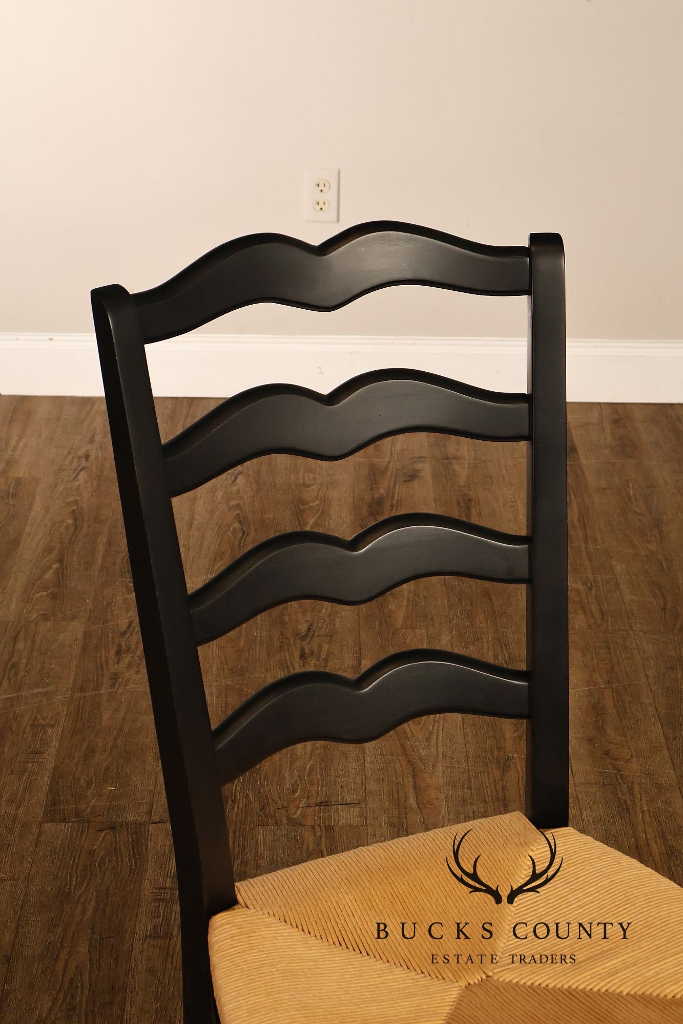 Ethan Allen 'Maison' Set of Seven French Country Style Rush Seat Dining Chairs