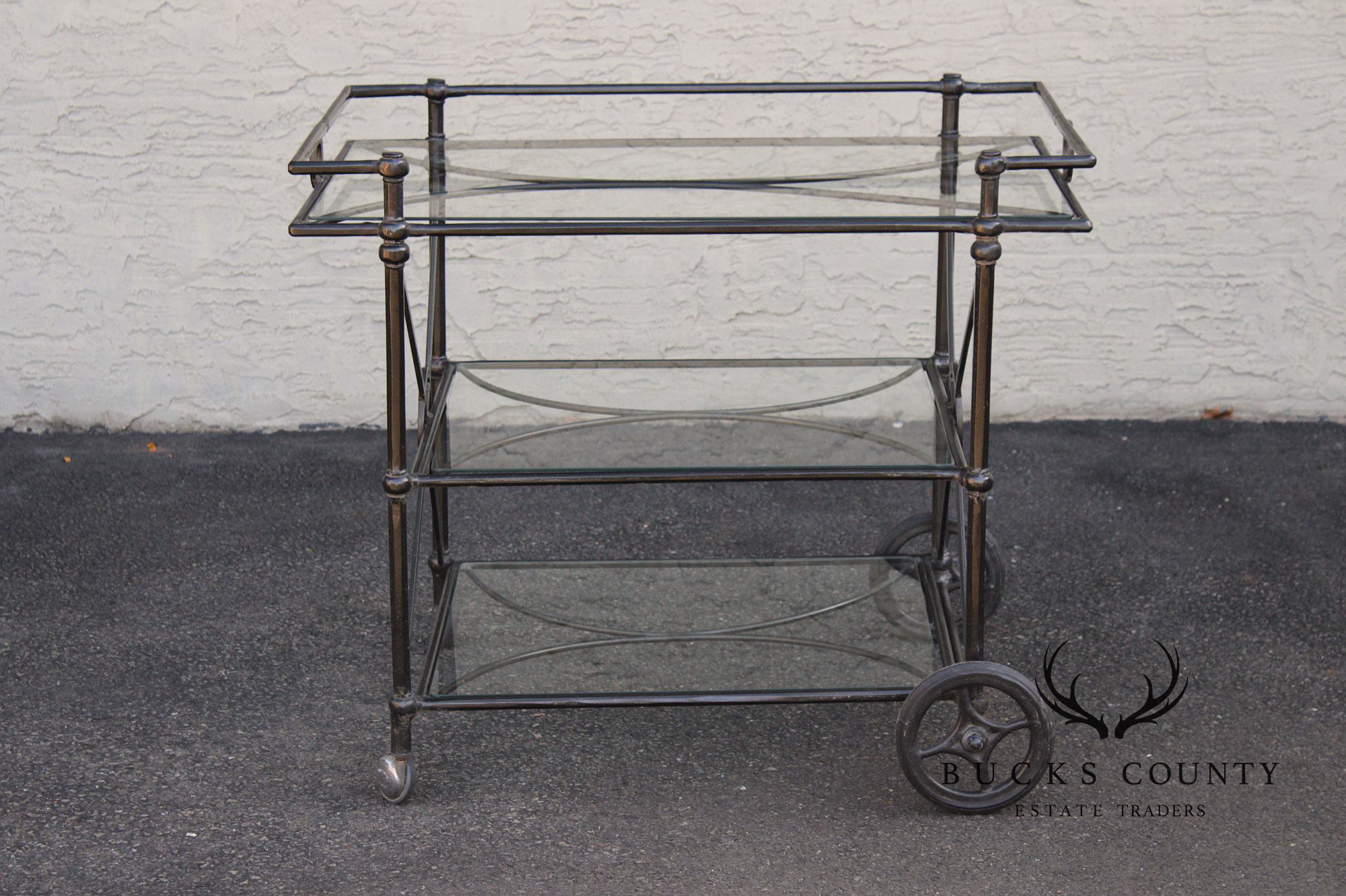 Woodard Delphi Three-Tier Patio Serving Bar Cart