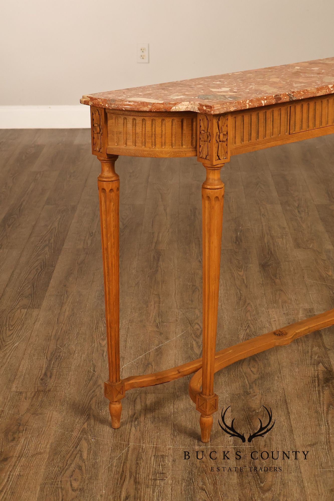 French Louis XVI Style Marble Top Narrow Console