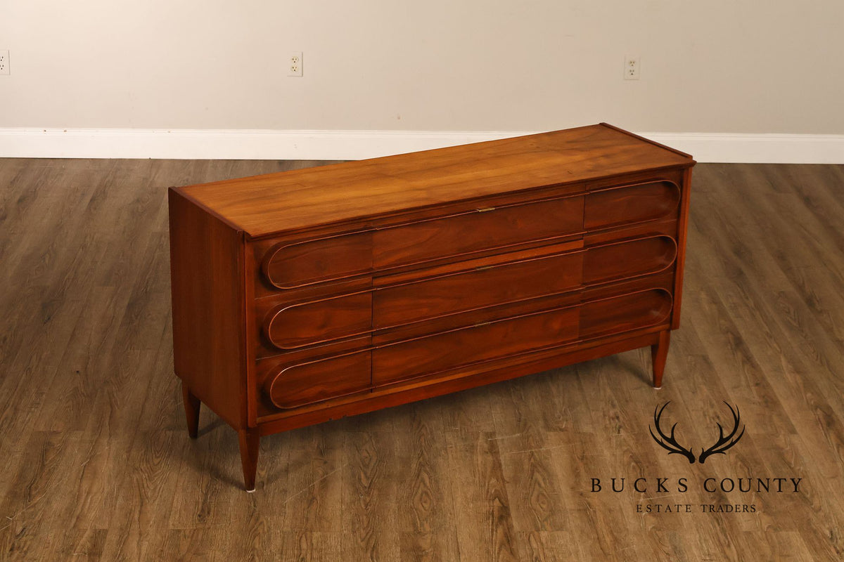 Mid-Century Modern Walnut Bentwood Sculpted Handle Sideboard