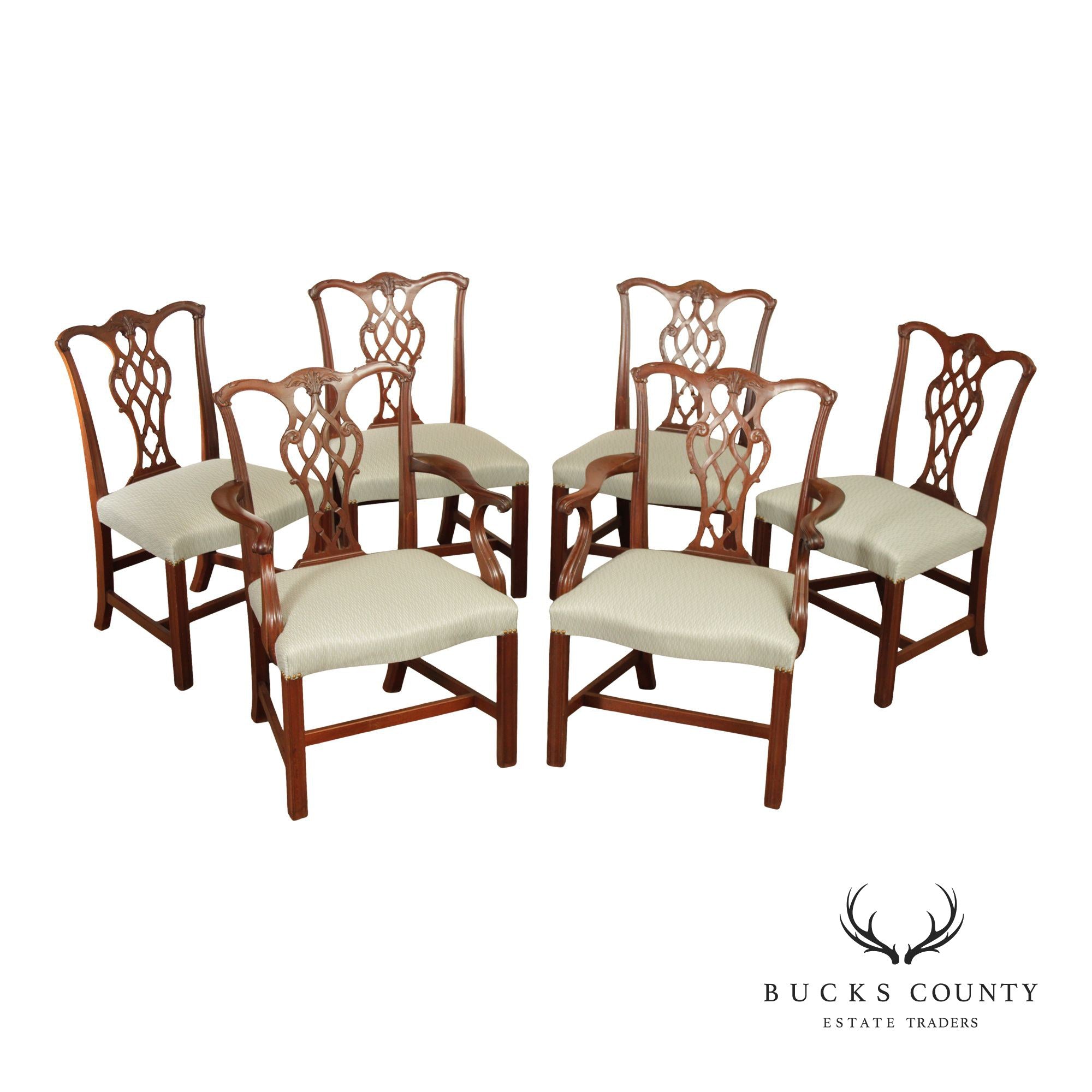 Chippendale Style Set of Six Mahogany Dining Chairs