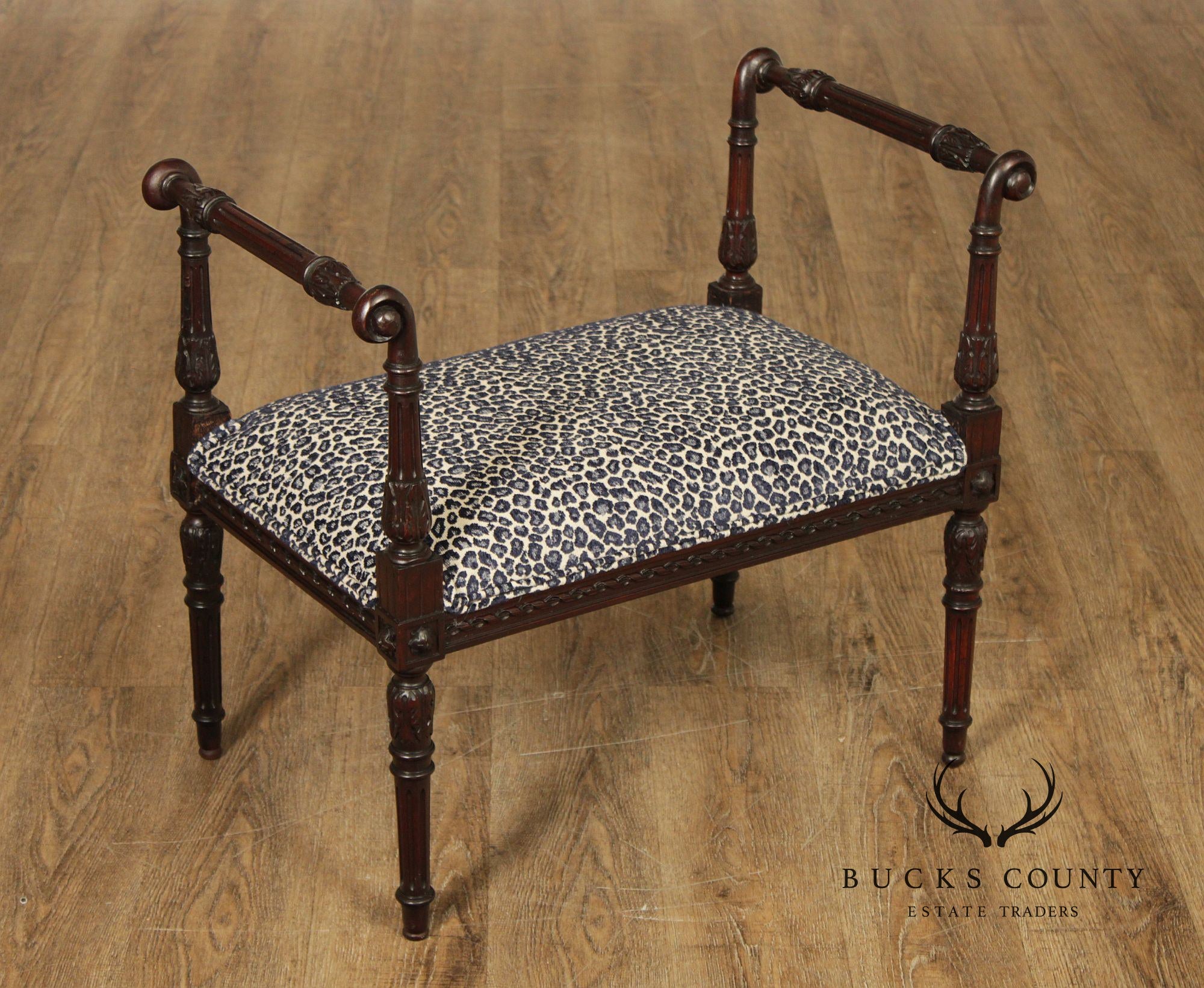 French Louis XVI Style Mahogany Vanity Bench