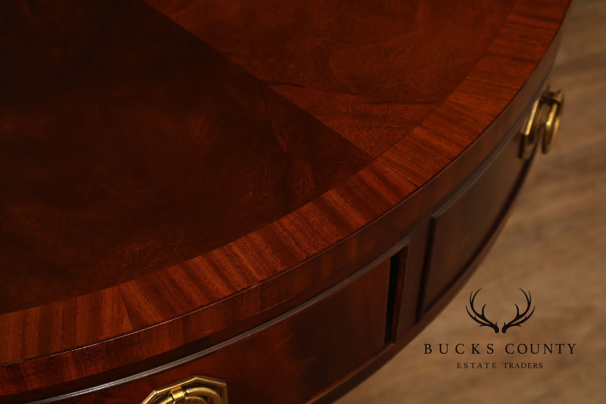 Hickory Chair Federal Style Round Inlaid Mahogany Drum Table
