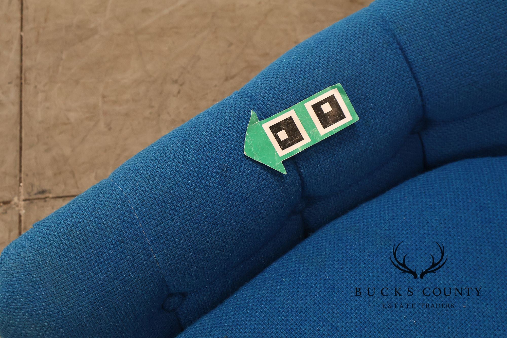 Vintage Schnadig Mid Century Modern Blue Upholstered Tufted Lounge Chair