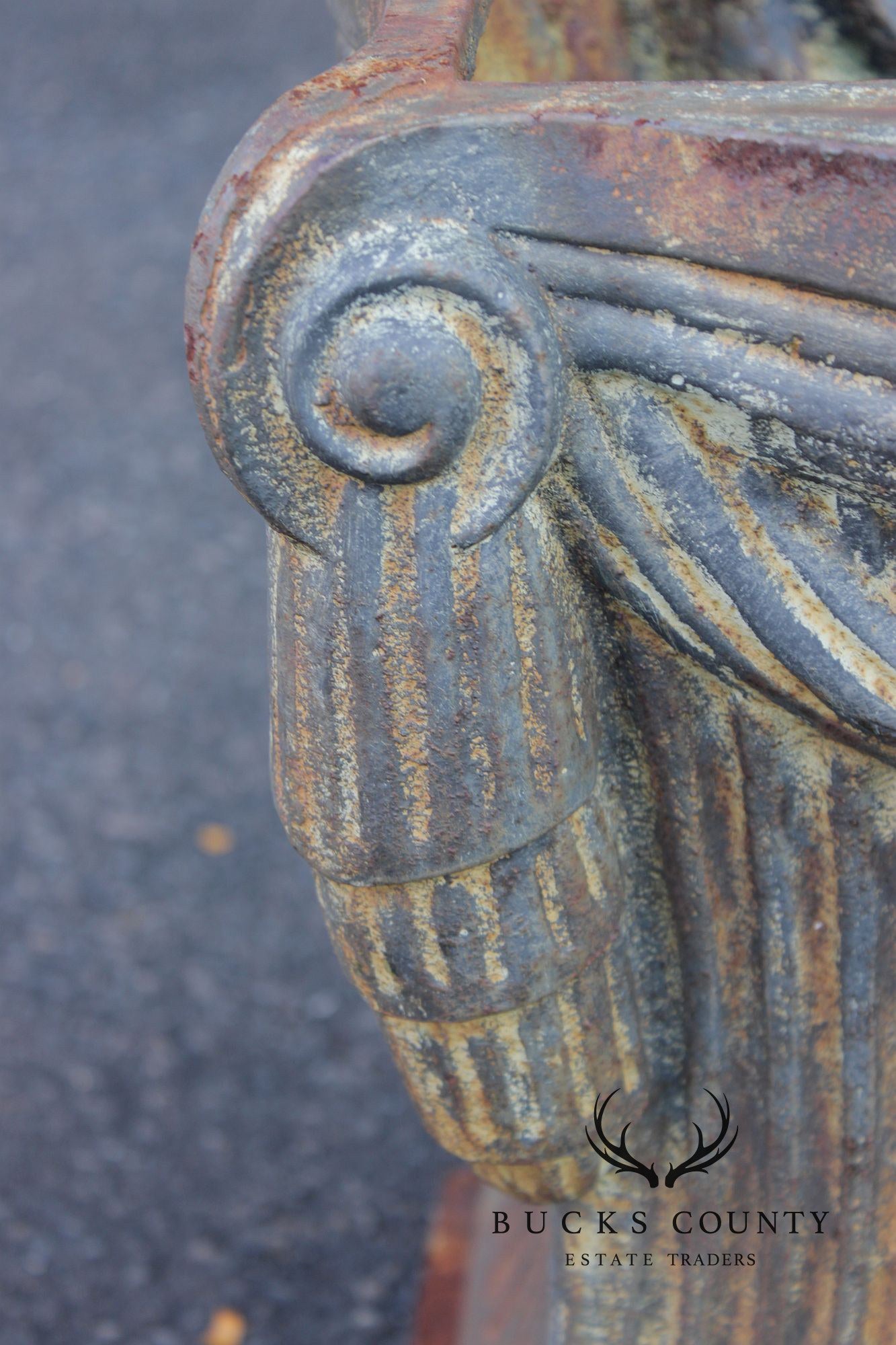 Neoclassical Style Pair Of Cast Iron Garden Planters Or Pedestal Bases