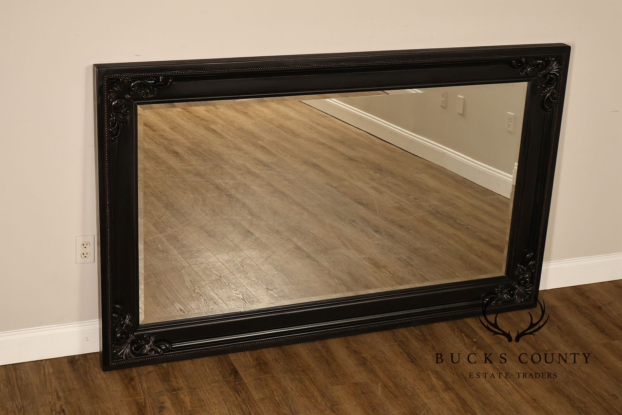 Rococo Style Large Ebonized Leaner Mirror