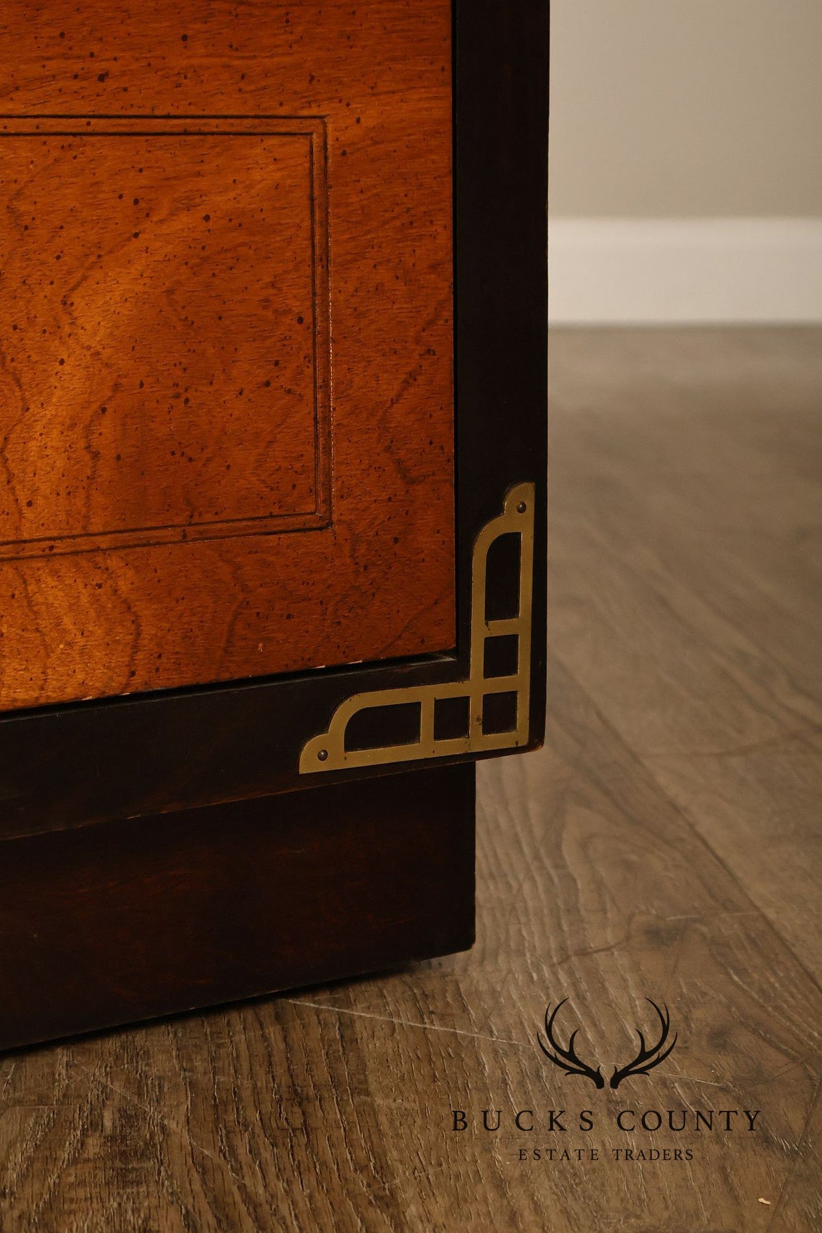 Bassett Campaign Style Walnut Triple Dresser
