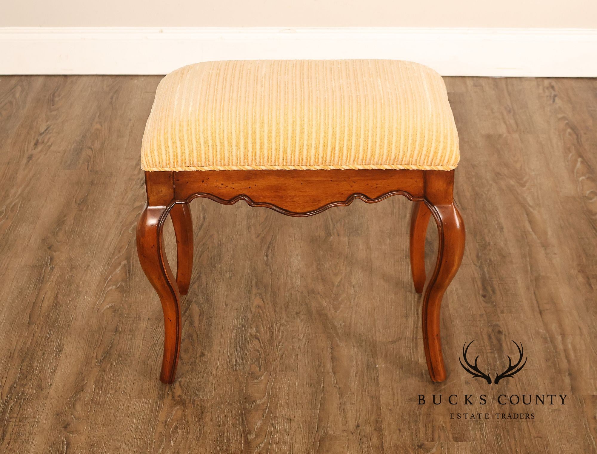 French Louis XV Style Carved Wood Vanity Stool