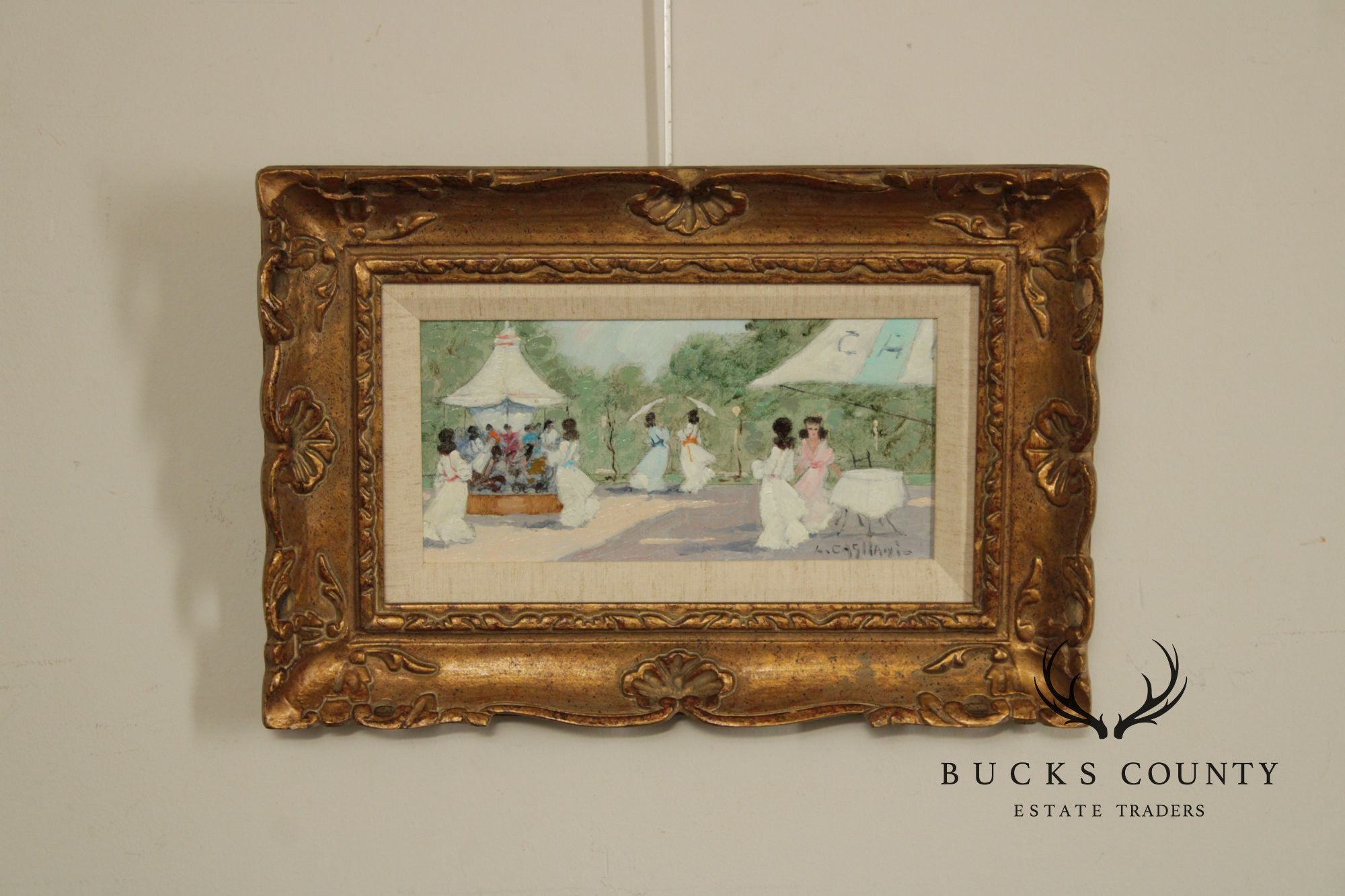 'Luigi Cagliani'  Set Of 3  Small Oil Paintings In Heavy Gold Frames
