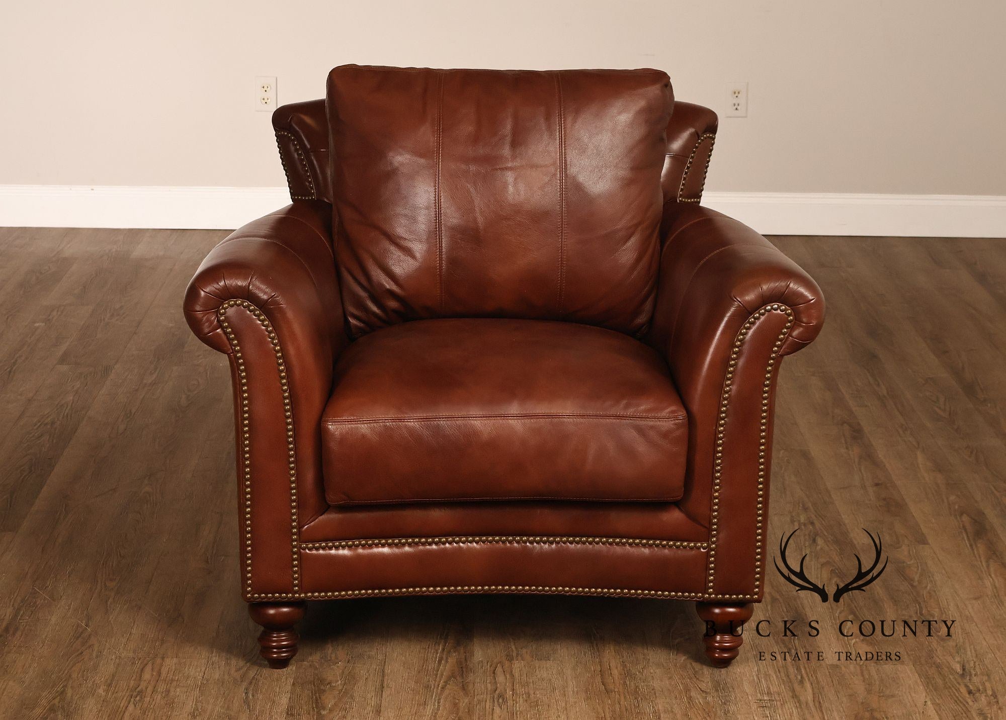 Bradington Young Traditional Style Leather Stationary Chair