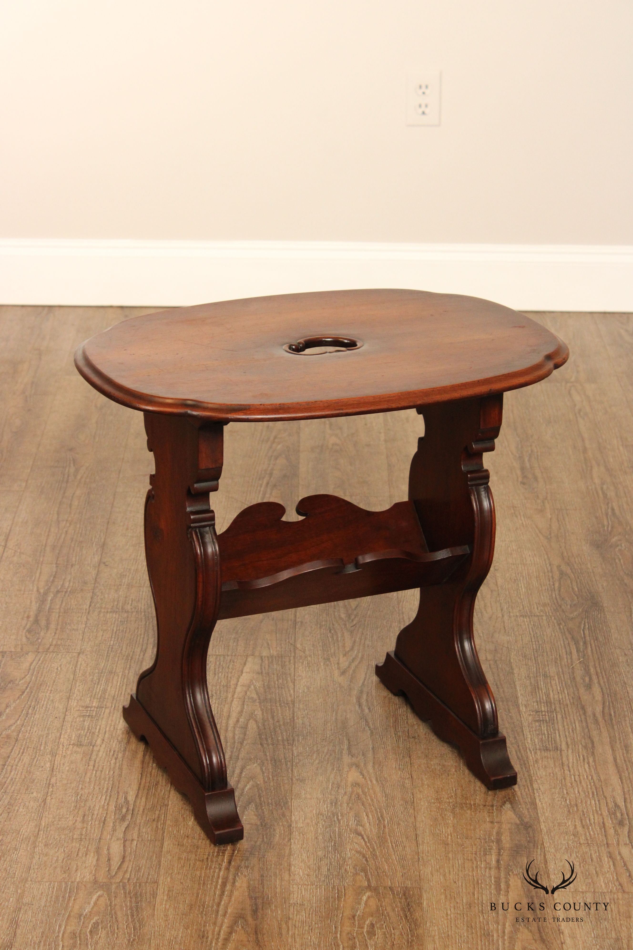 1920s Custom Crafted Walnut Magazine Book Stand Side Table