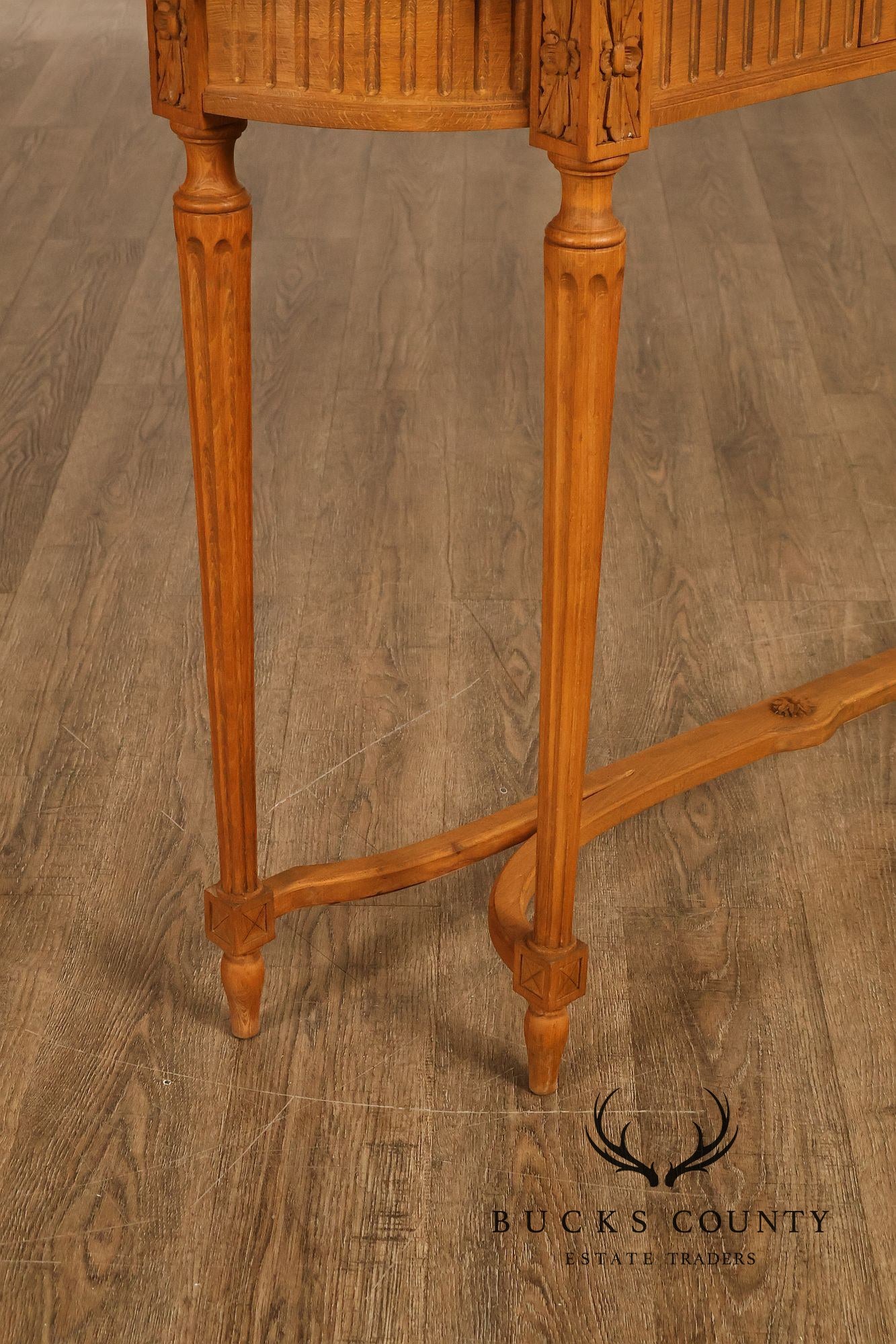French Louis XVI Style Marble Top Narrow Console