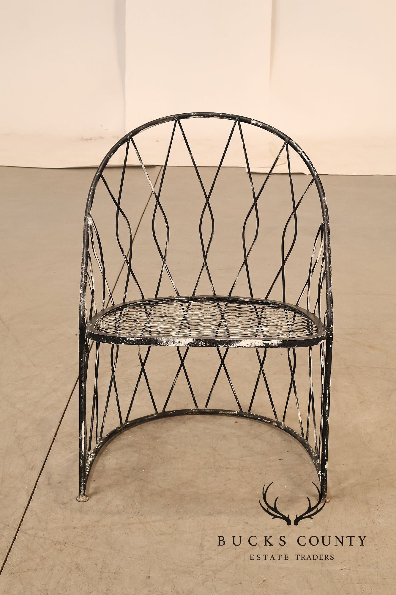 Salterini Wrought Iron Outdoor Patio Barrel Armchair