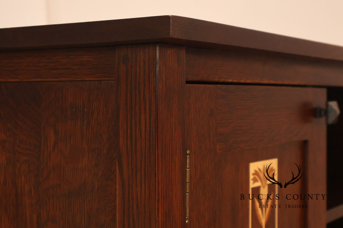 Stickley Meadowflower Collection Oak Inlaid Console Cabinet