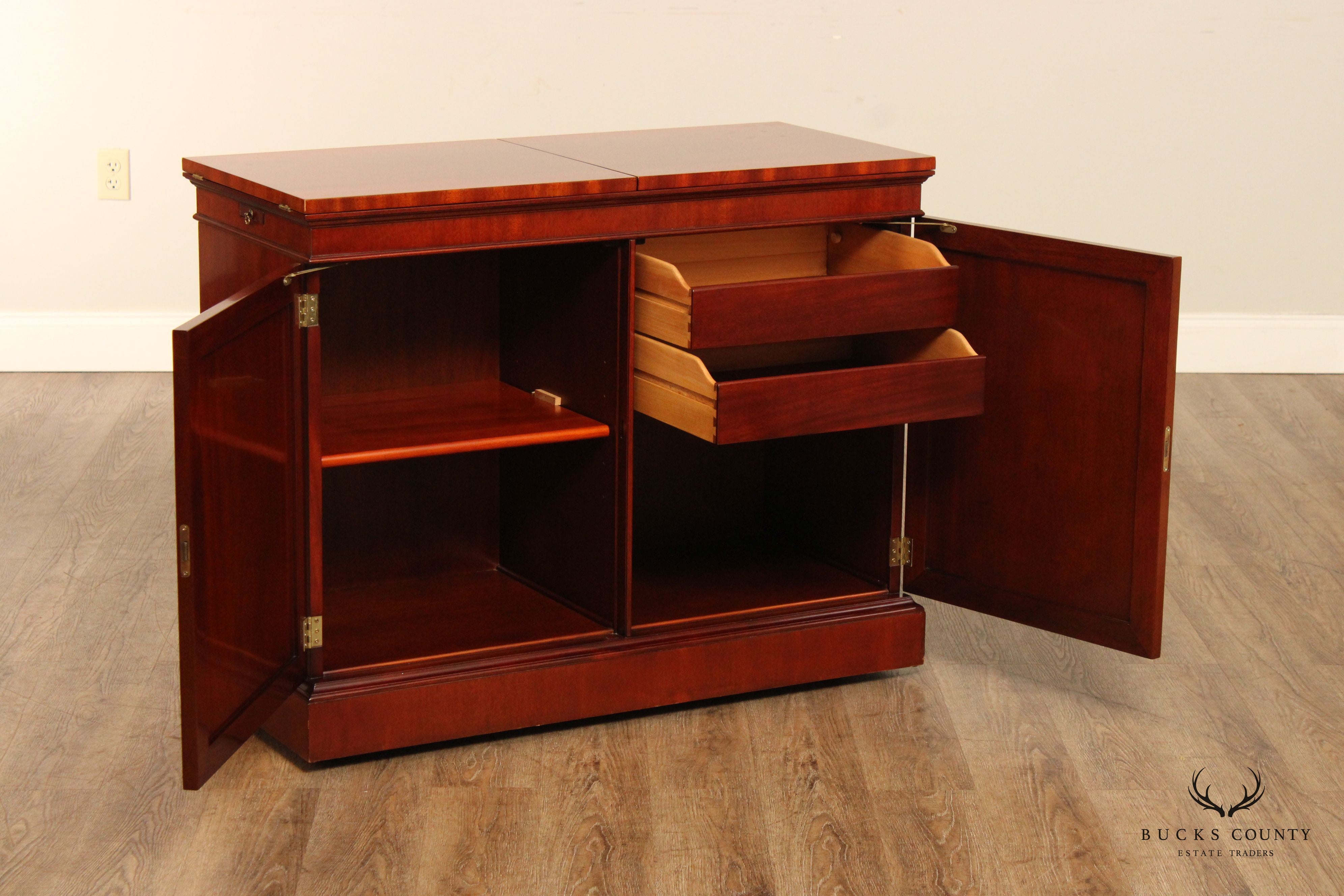 Kindel Regency Style Mahogany Flip Top Server Cabinet