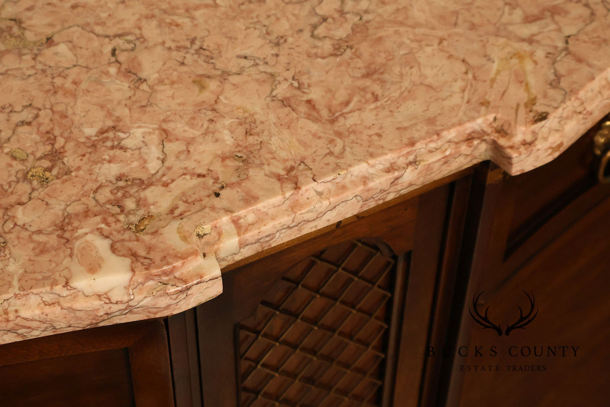 Marble Top Neoclassical Style Mahogany Dresser Buffet