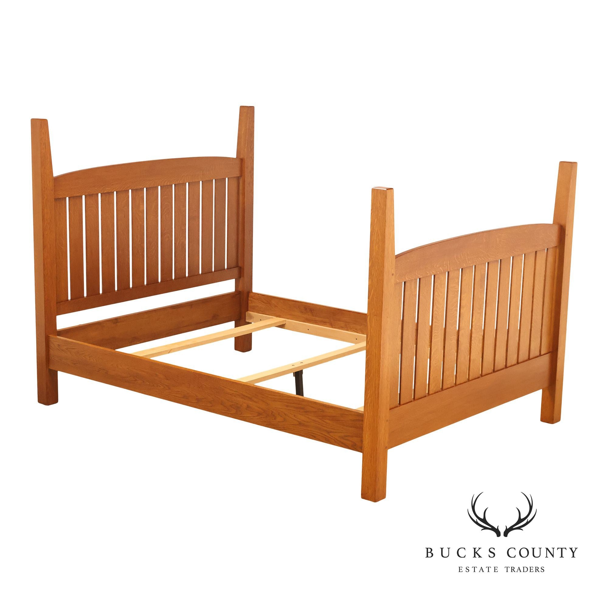 Custom Crafted Mission Style Oak Queen Bed Frame