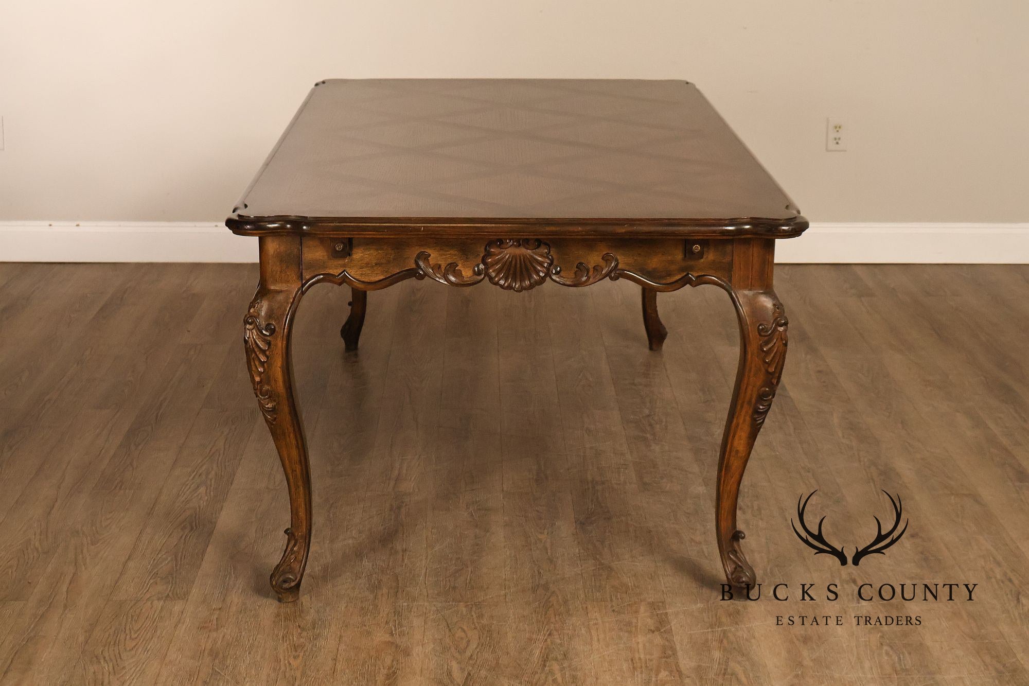 French Country Parquetry Top Expandable Dining Table