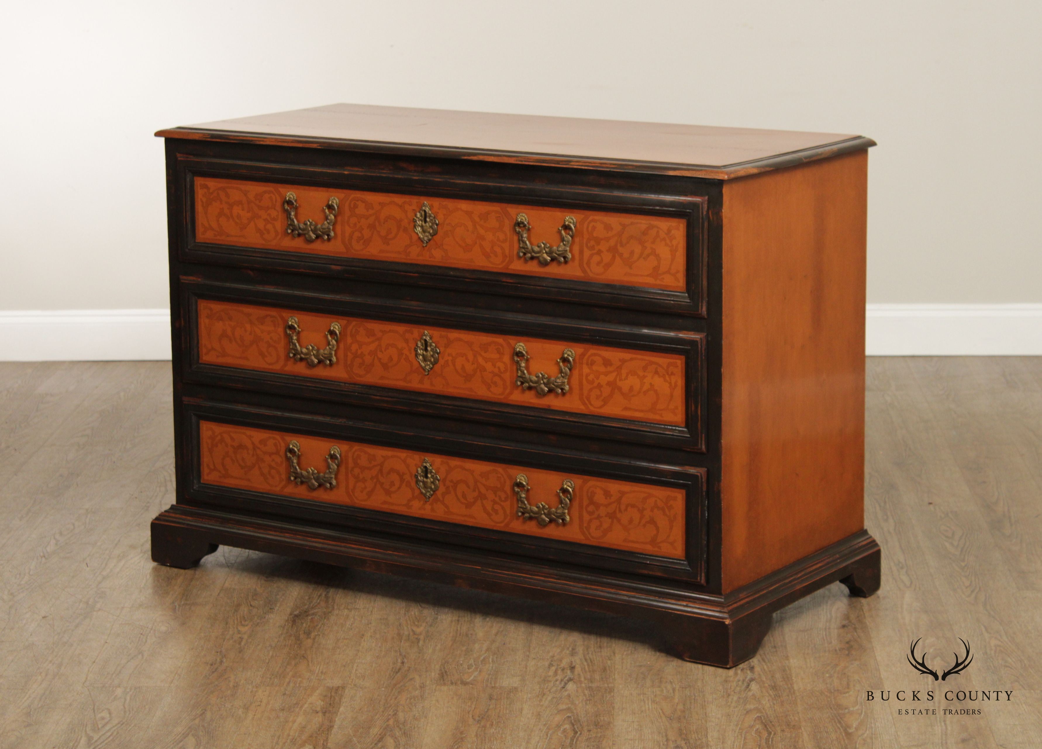 Niermann Weeks Italian Style Three Drawer Inlaid Commode