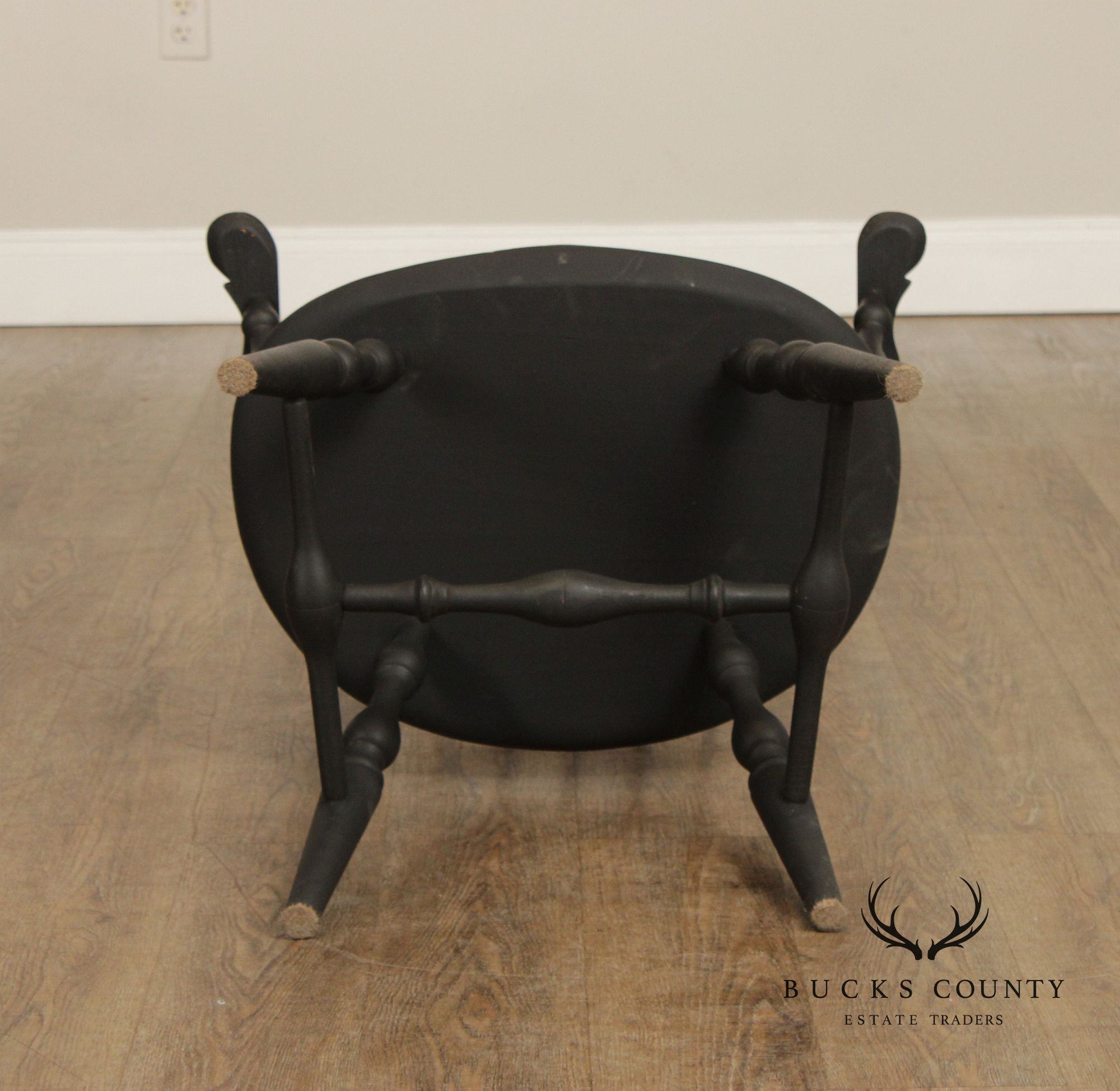 Custom Crafted Pair of Ebonized Sack-Back Windsor Armchairs