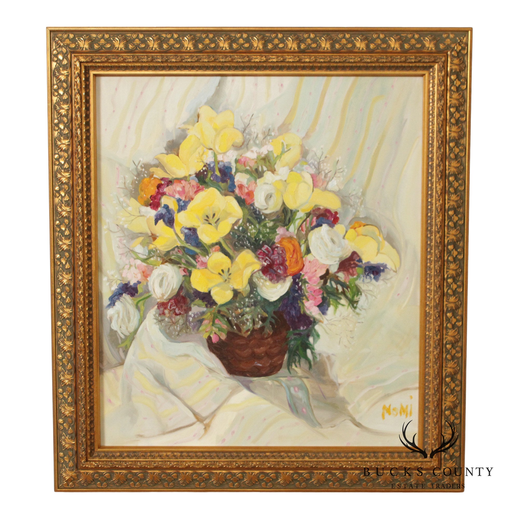 Italian Floral Still-Life Oil Painting, Artist Signed