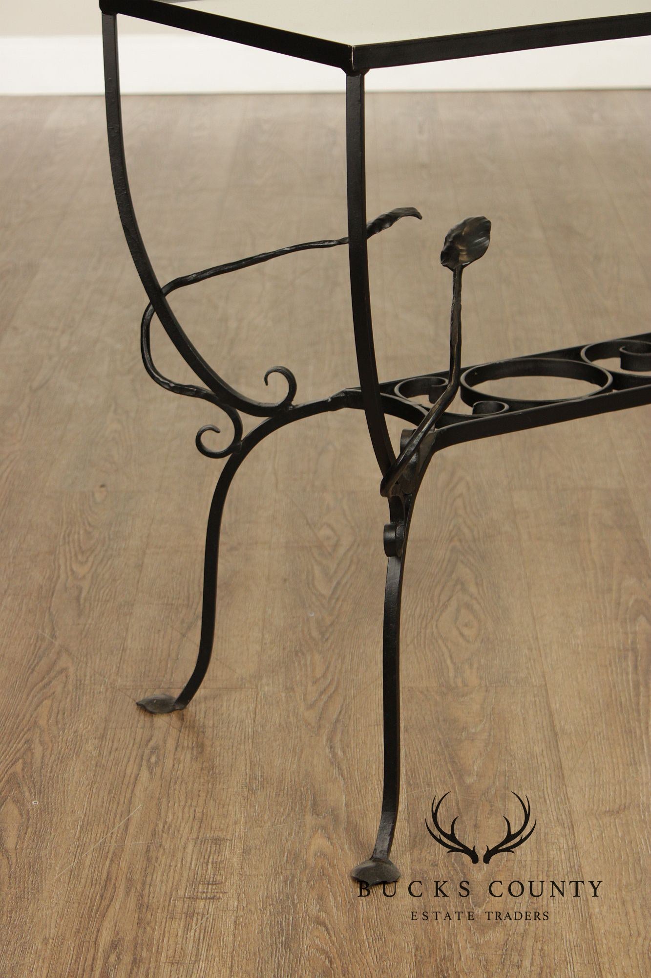 Salterini Style Wrought Iron & Glass Rectangular Console Table