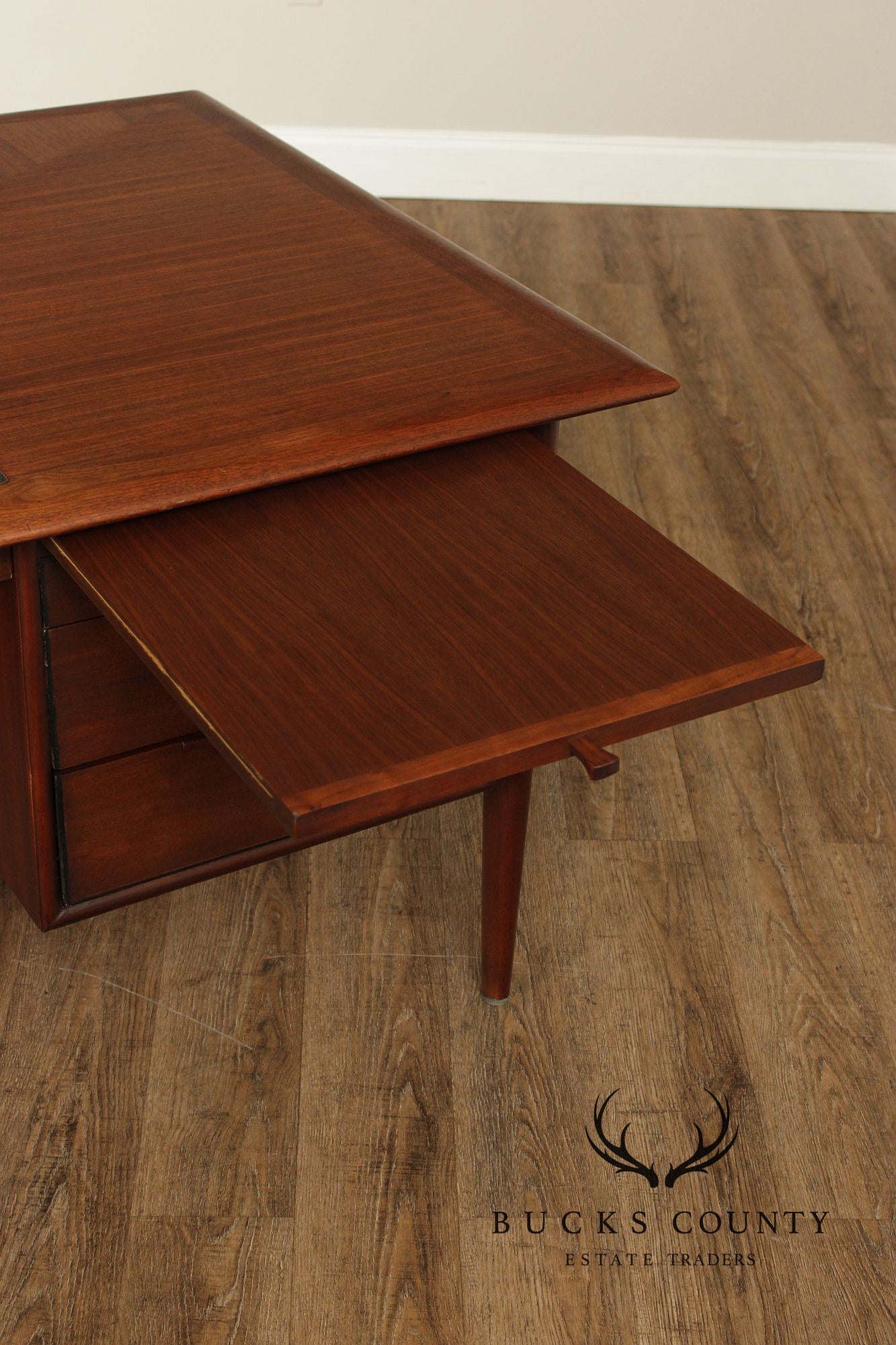 Castilian Mid Century Modern Walnut Executive Writing Desk