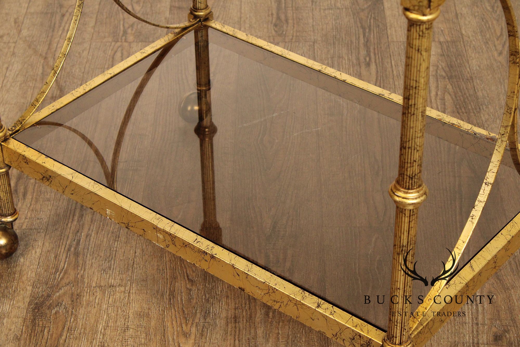 Hollywood Regency Vintage Gold Tray-Top Bar Cart