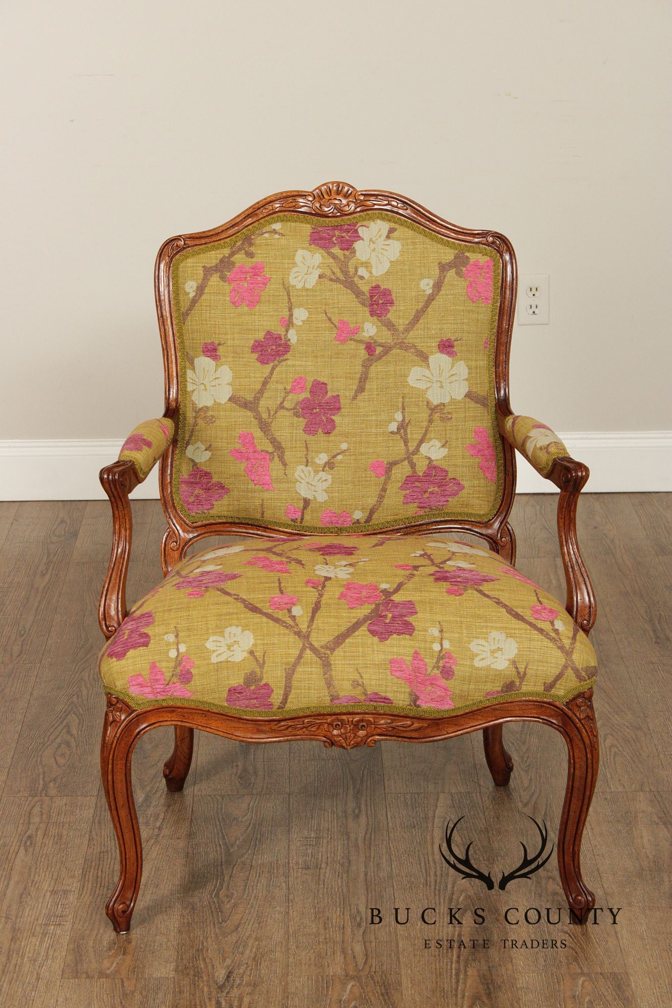 French Louis XV Style Walnut Fauteuil Armchair