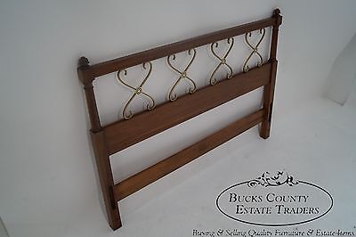 Kindel Belvedere Regency Style Fruitwood & Brass Full Size Headboard