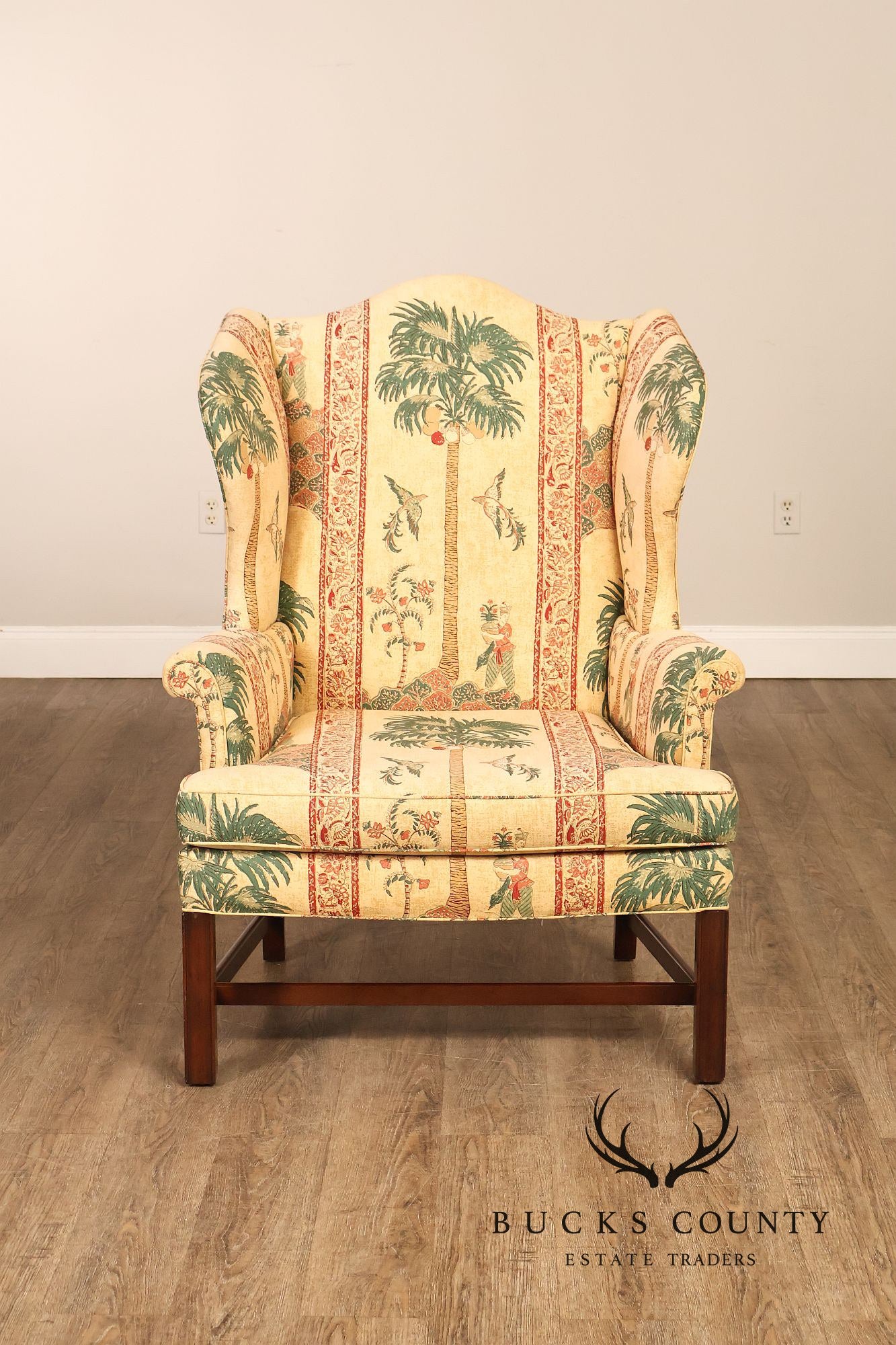 Kittinger Williamsburg Adaptation Chippendale Style Mahogany Wing Chair