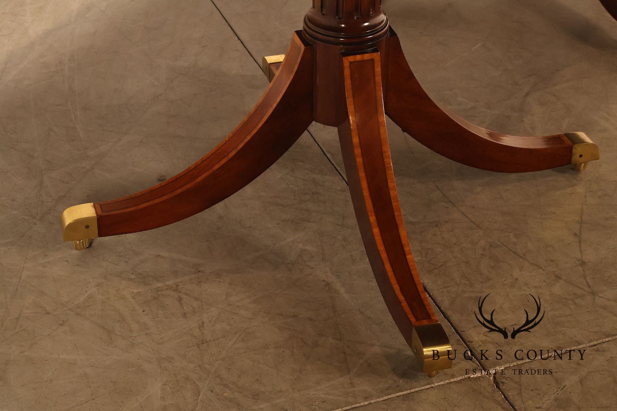Karges Duncan Phyfe Banded Mahogany Double Pedestal Dining Table