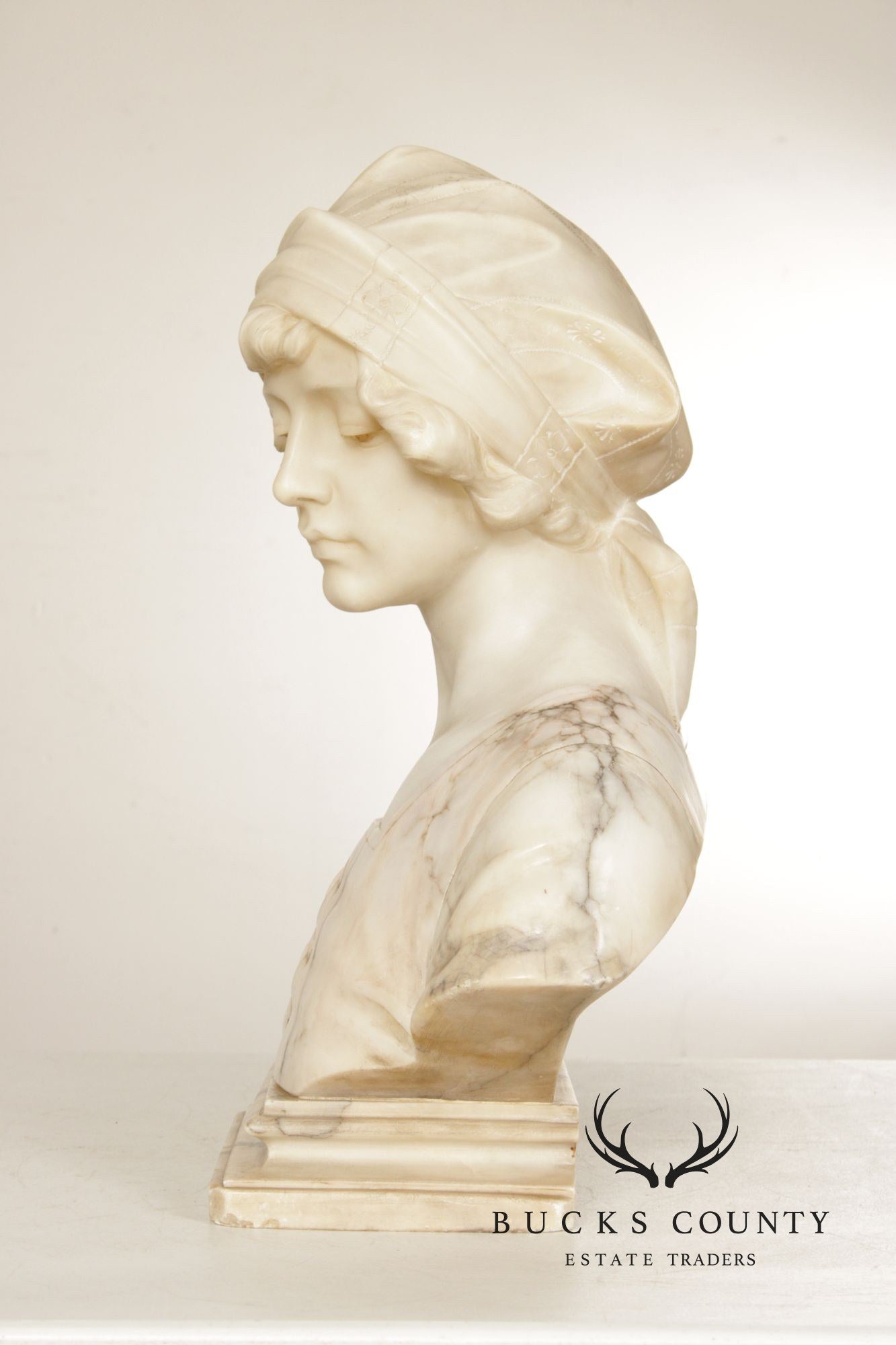 Cipriano Cipriani Carved Marble Bust of a Young Woman