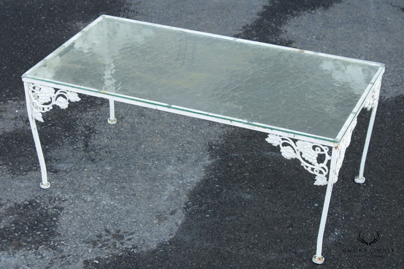Vintage Glass Top Wrought Iron Garden Cocktail Table