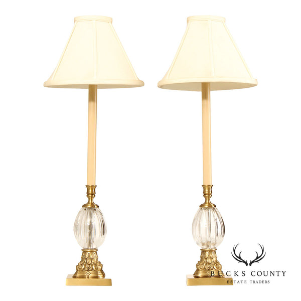 Wildwood Lampholder Pair of Glass and Brass Table Lamps