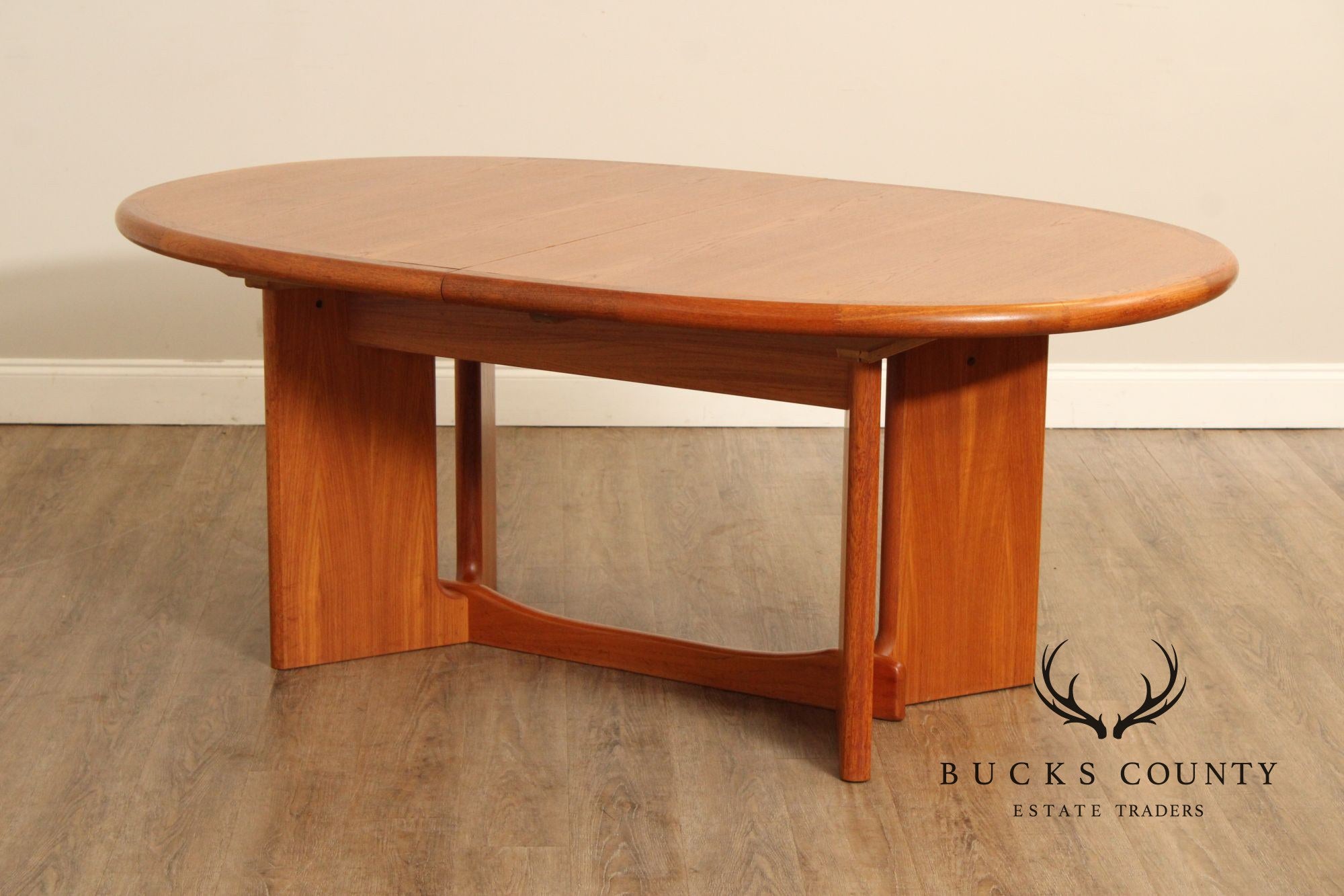 Ansager Møbler Danish Modern Teak Expandable Oval Top Dining Table