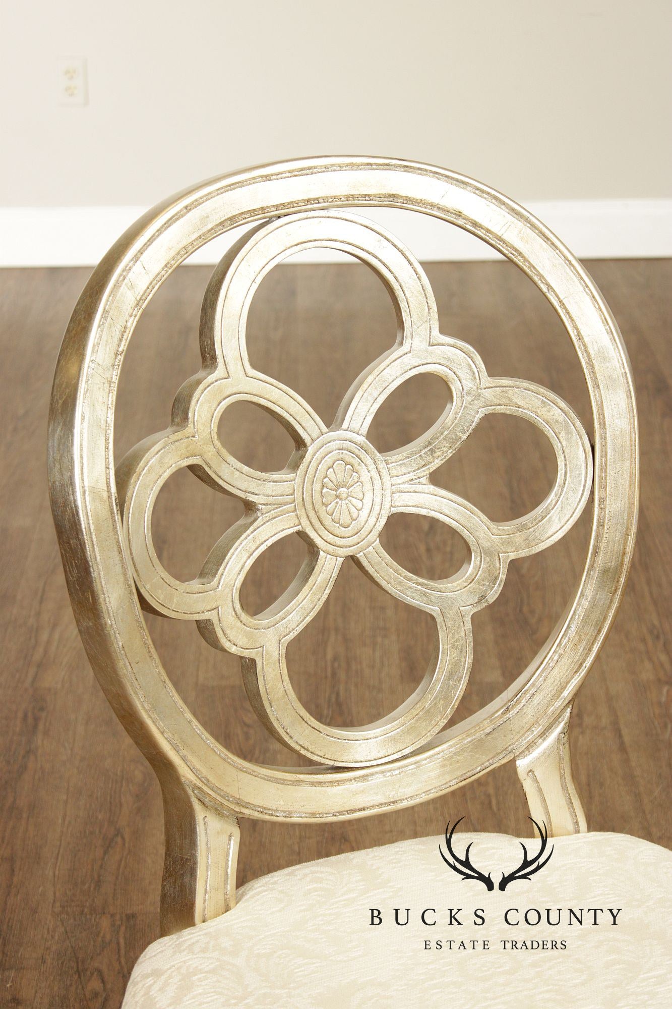 Henredon Set of Four Silver Leaf Side Dining Chairs