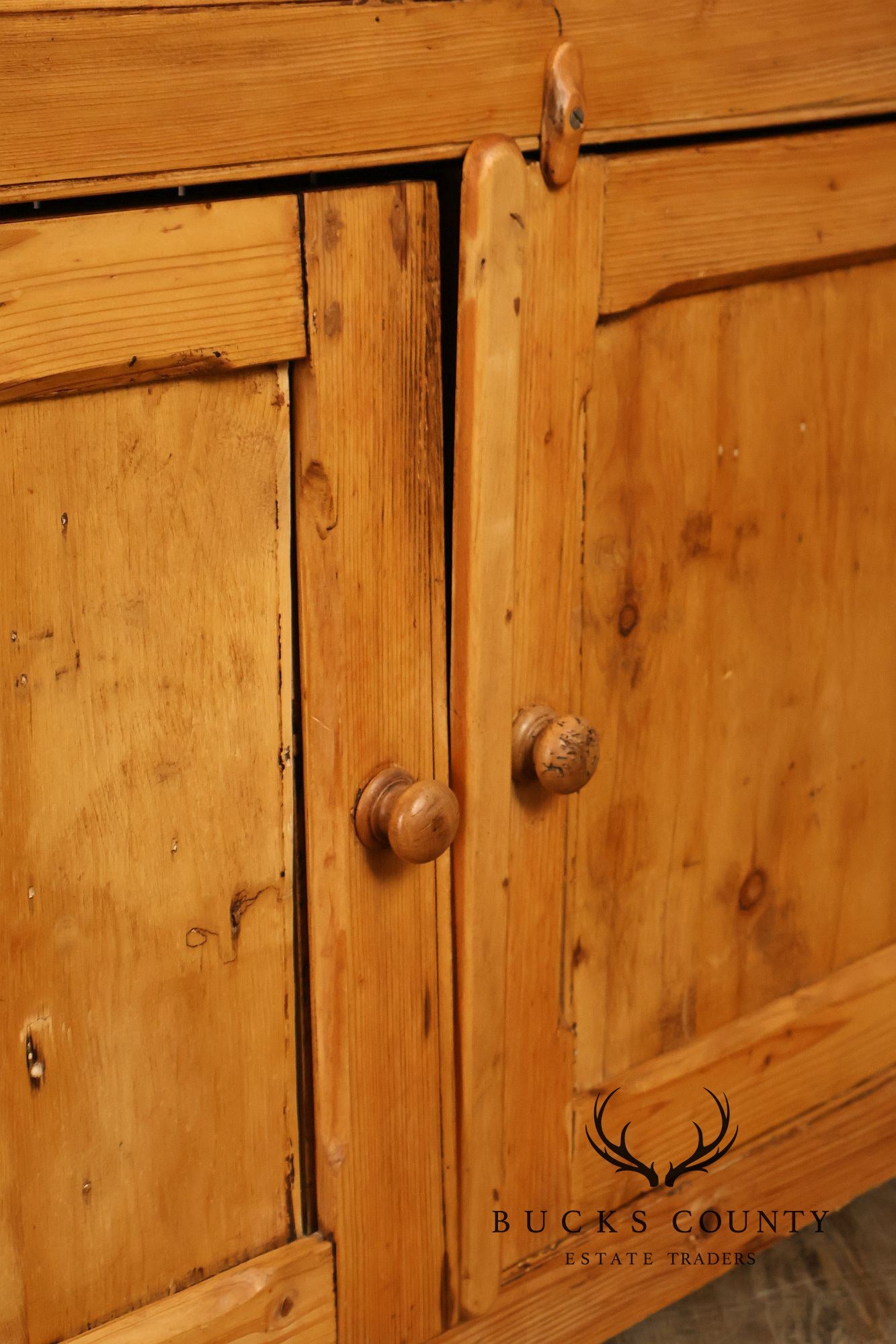 Antique English Farmhouse Pine Open Hutch Pantry Cupboard