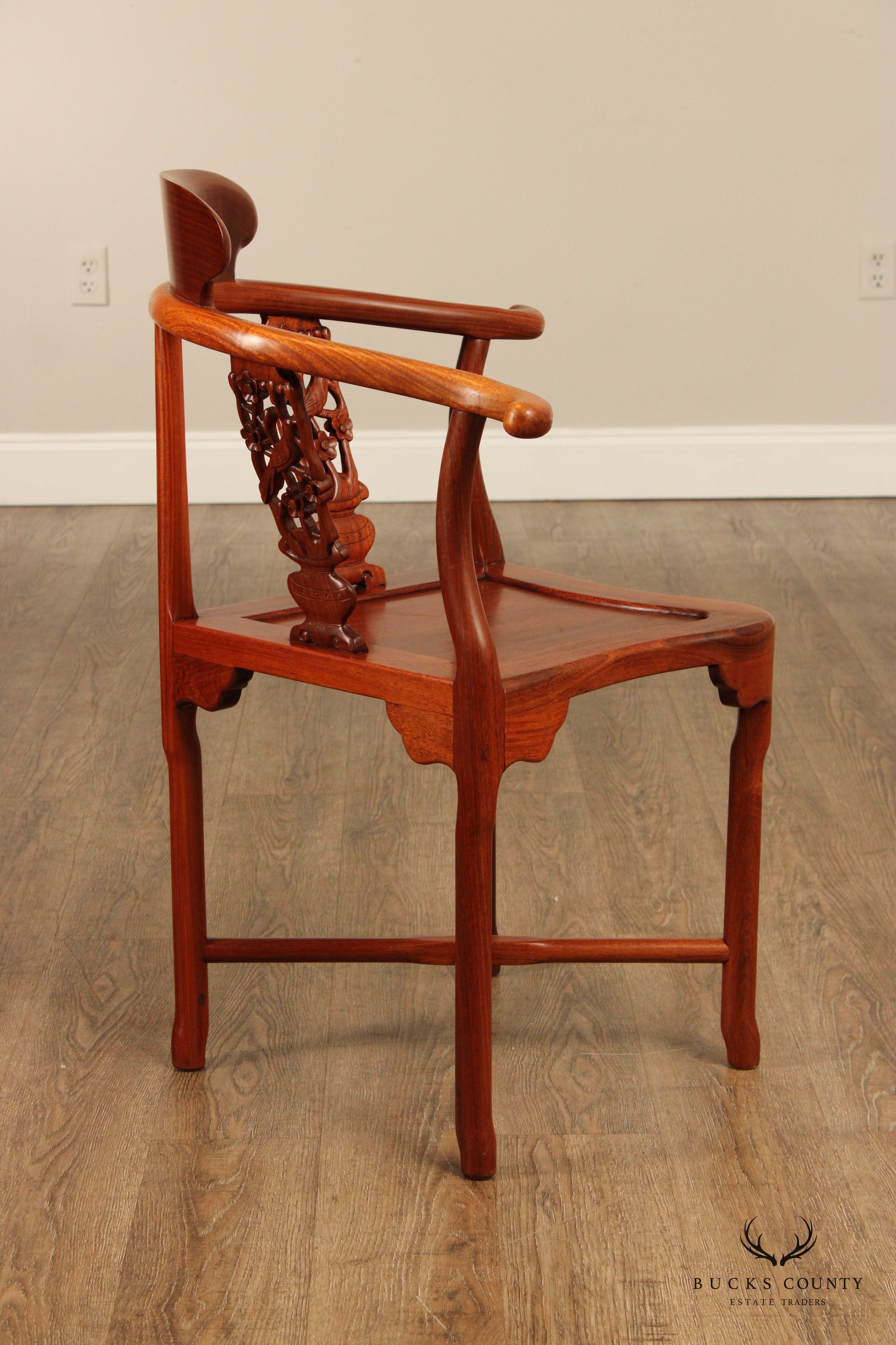 Chinese Rosewood Carved Corner Chair