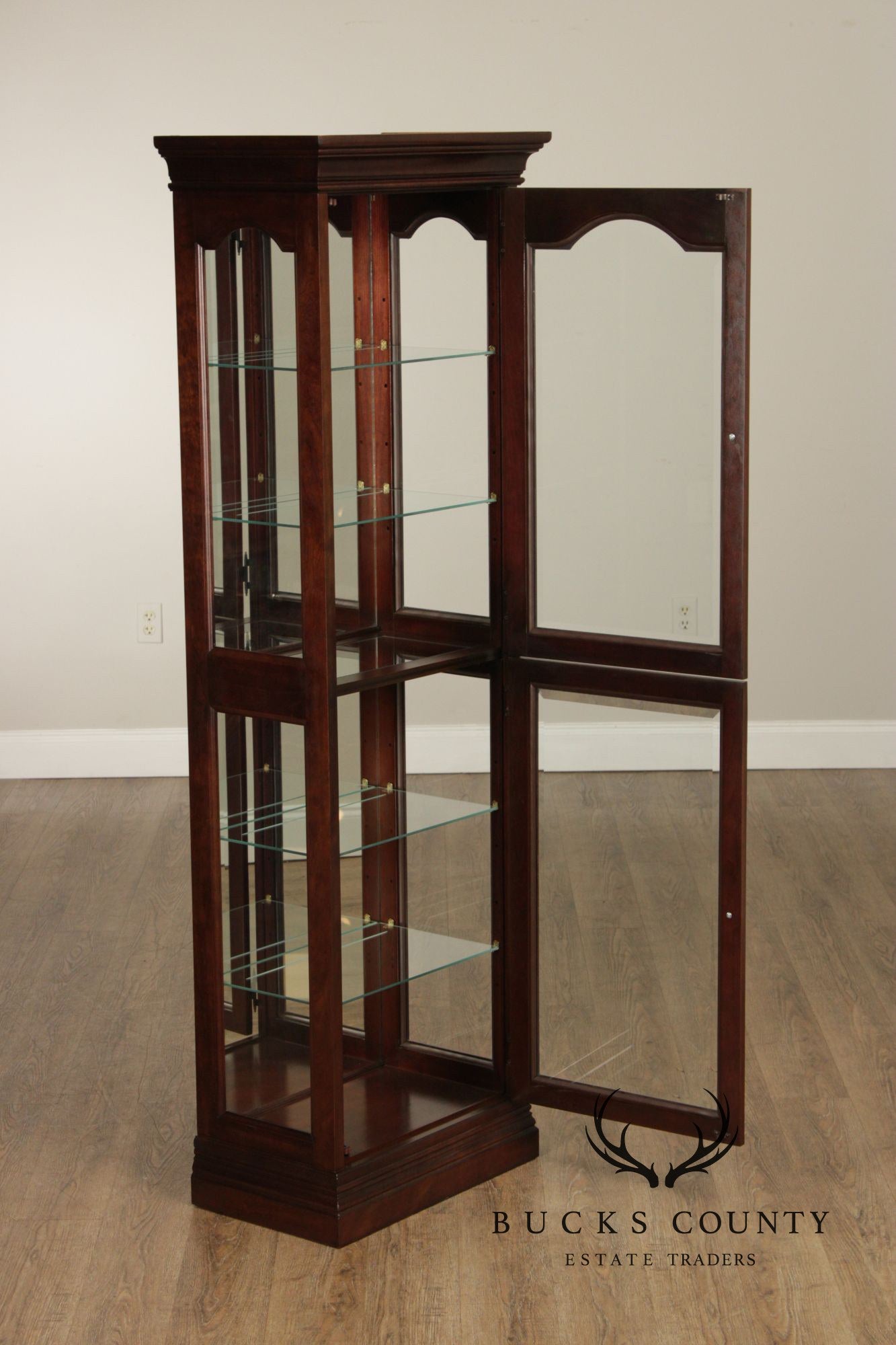 Jasper Traditional Cherry and Beveled Glass Display Cabinet