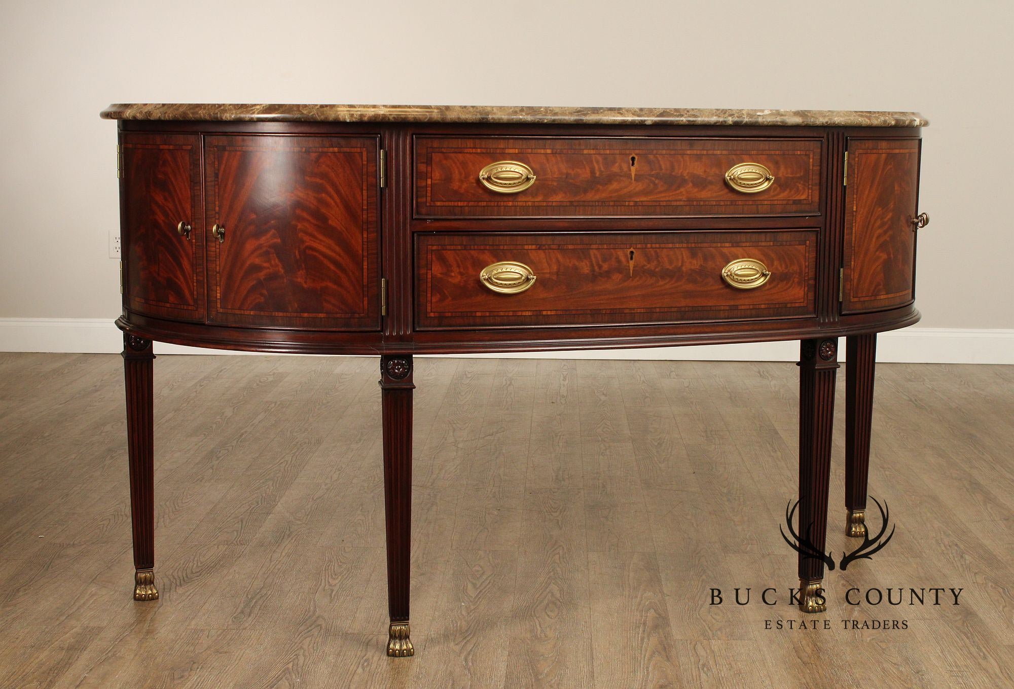 Councill Regency Style Marble Top Mahogany Sideboard