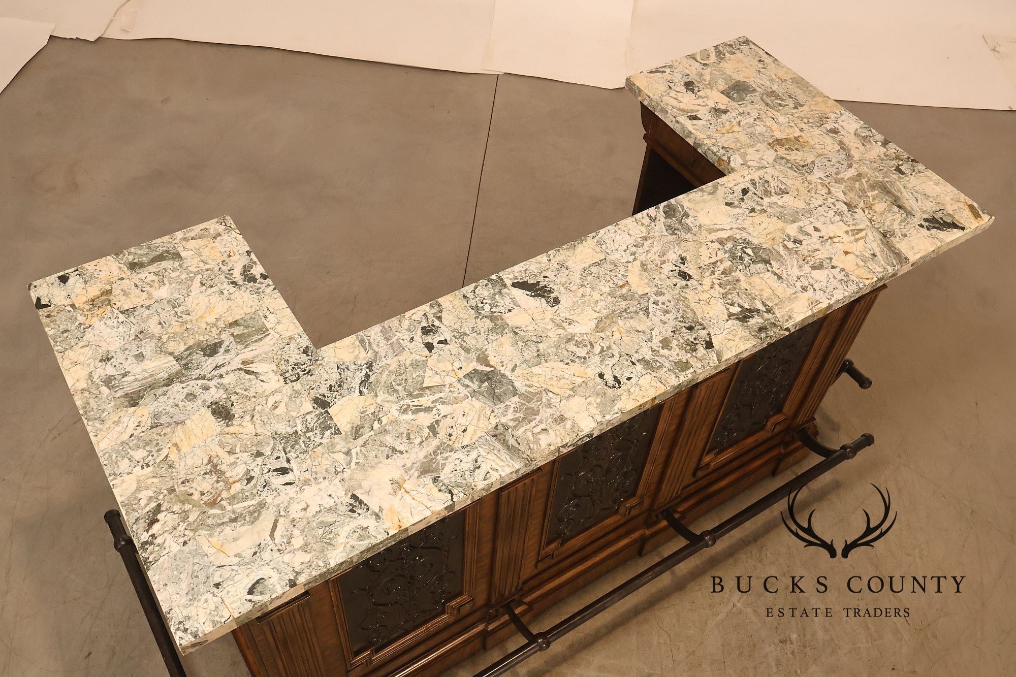 Maitland-Smith Neoclassical Style Faux Marble Top Home Bar