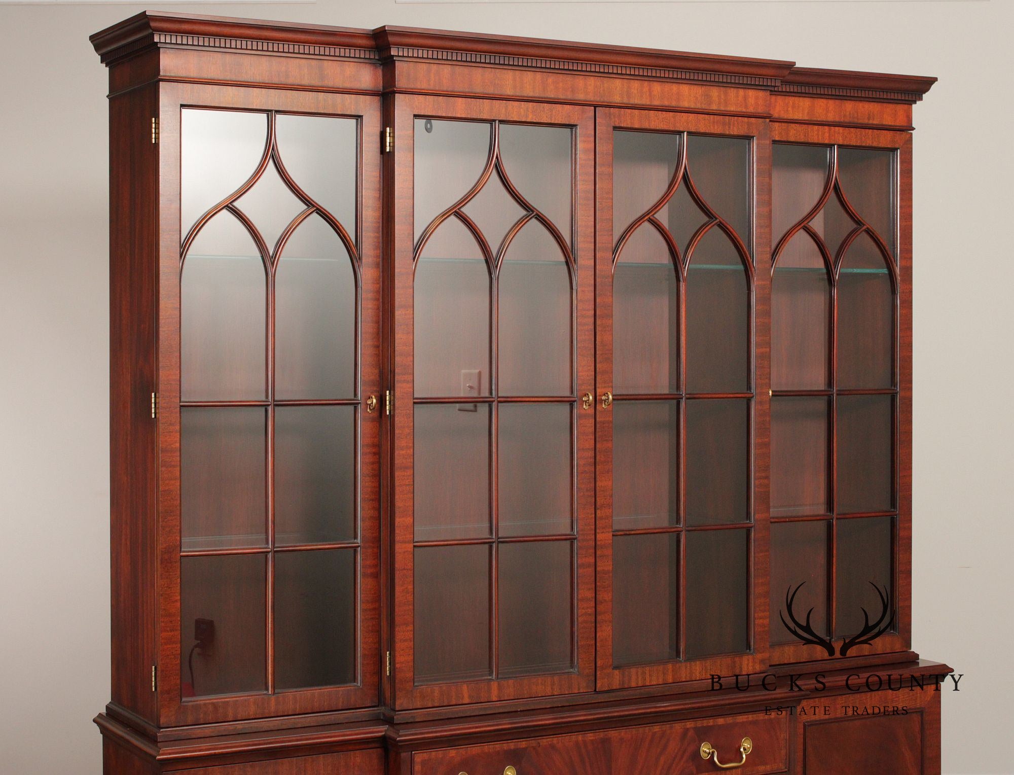 Henkel Harris Georgian Style Mahogany Breakfront Bookcase