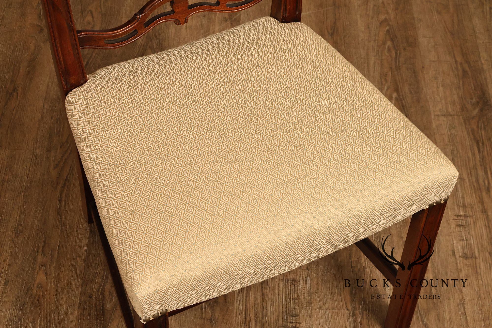 Chippendale Style Set of Eight Mahogany Ladder Back Dining Chairs