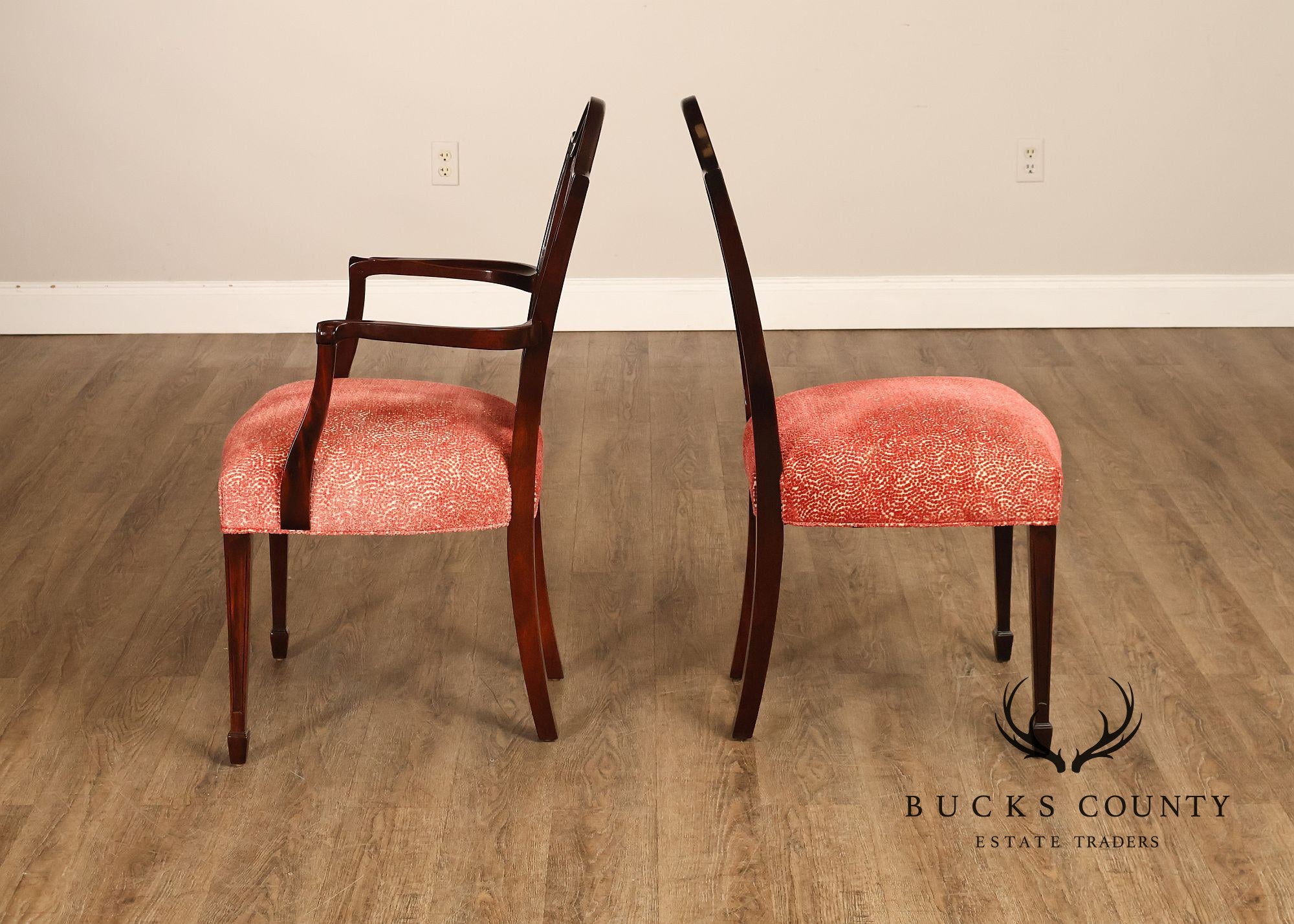 Stickley Federal Mahogany Set Of Eight Shield Back Dining Chairs