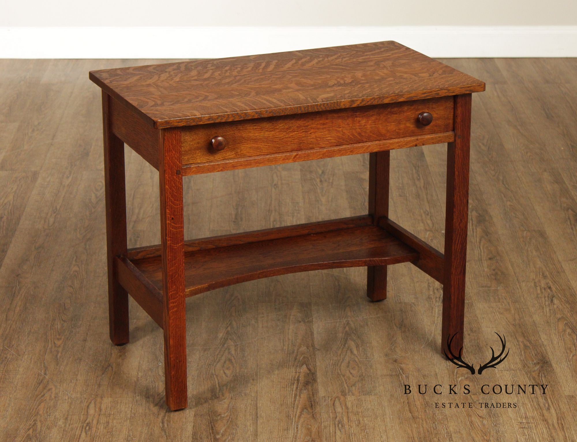 Antique L. & J.G. Stickley Mission Oak One Drawer Writing Table