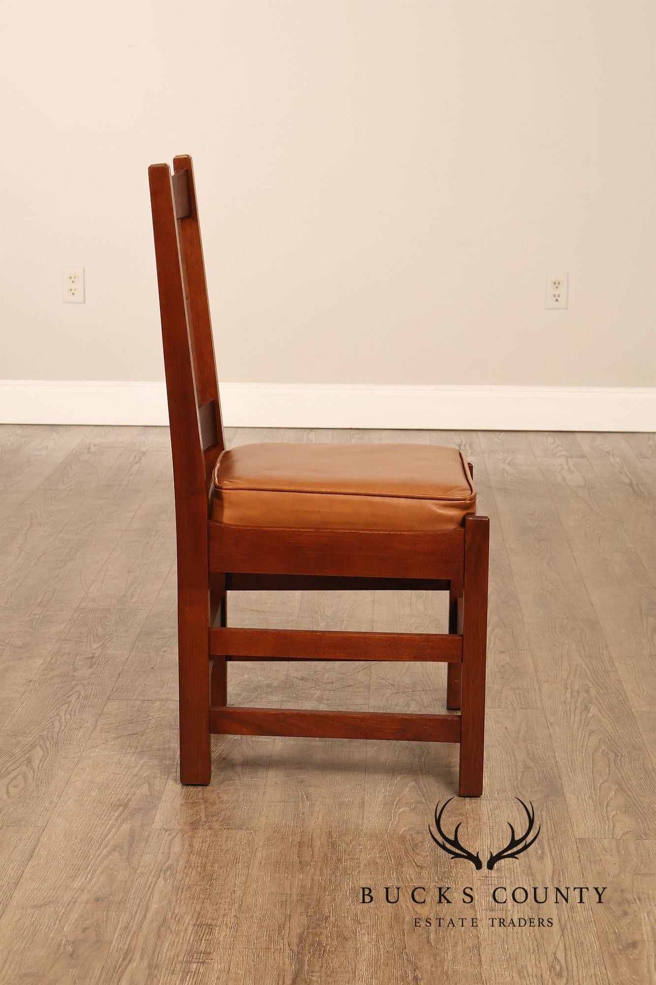 Mission Style Oak And Leather Dining Chairs