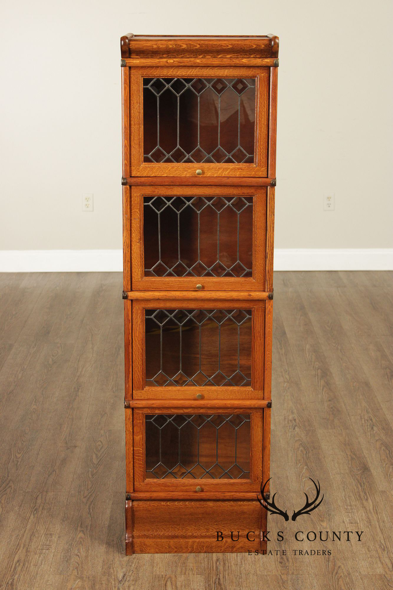 Globe Wernicke Antique Narrow Oak Four-Section Barrister Bookcase