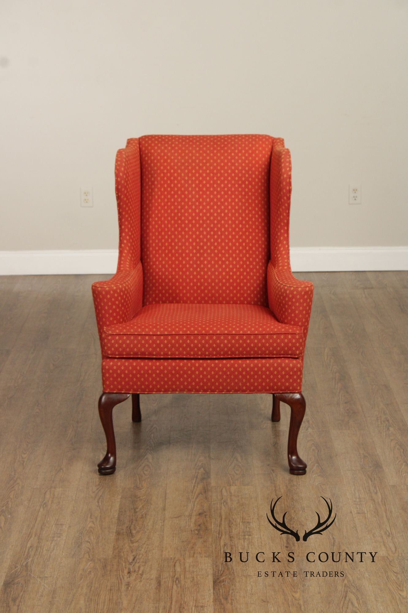 Hickory Chair Vintage Pair Of Queen Anne Style Wing Chairs