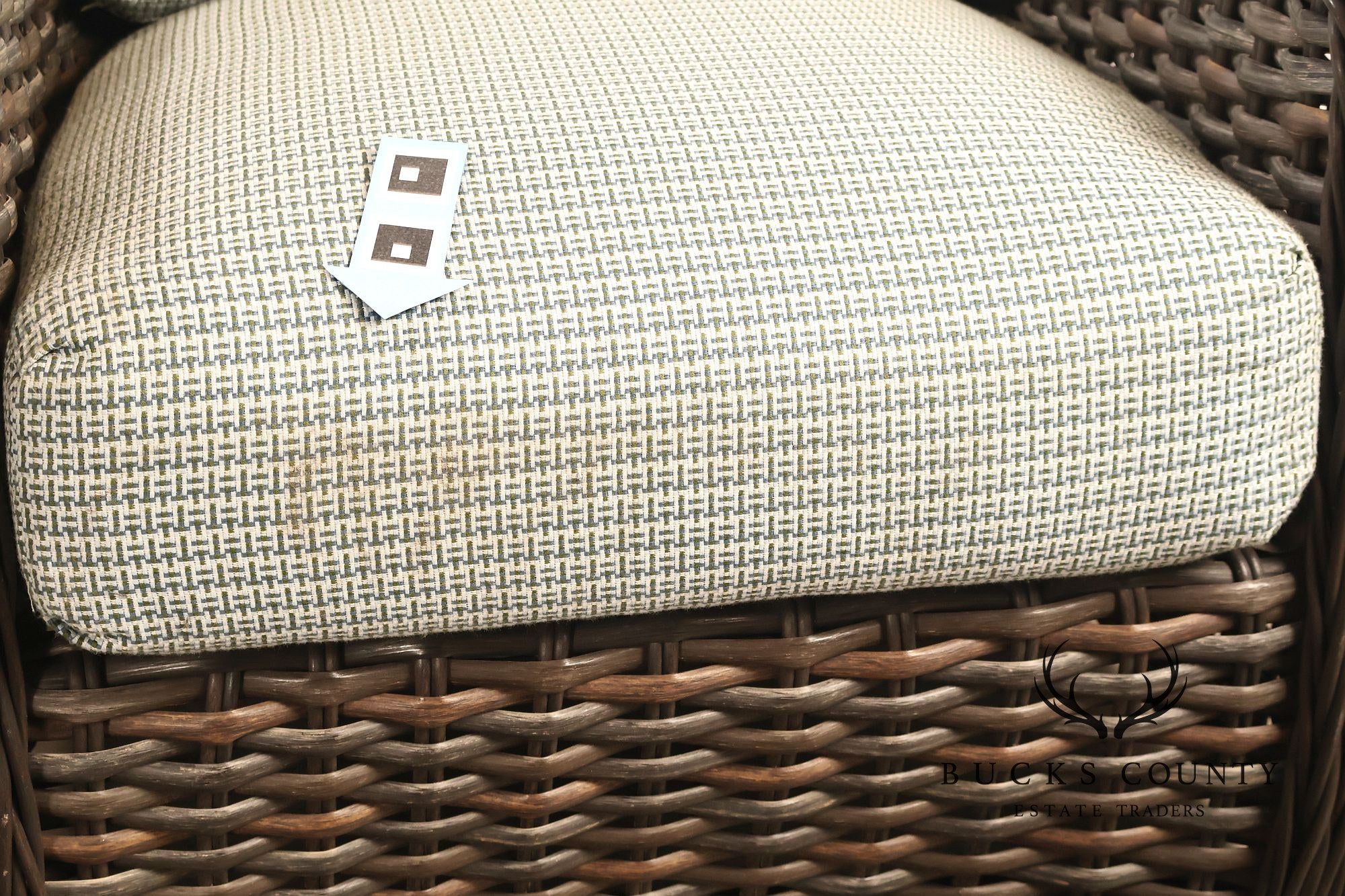 Lane Venture Pair Of Woven Wicker Outdoor Lounge Club Chairs With Cushions